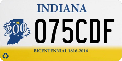 IN license plate 075CDF