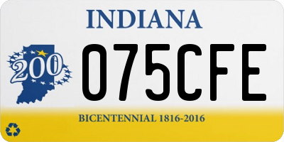 IN license plate 075CFE