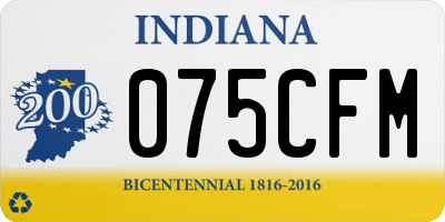 IN license plate 075CFM