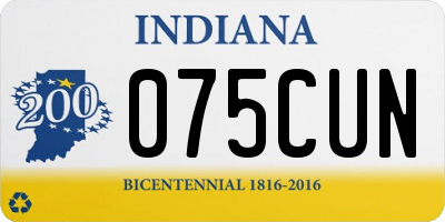 IN license plate 075CUN