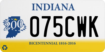 IN license plate 075CWK