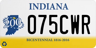 IN license plate 075CWR