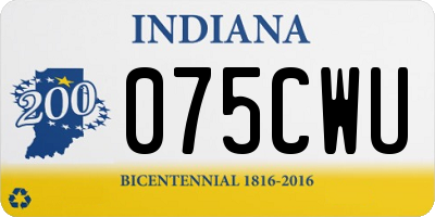 IN license plate 075CWU