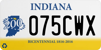 IN license plate 075CWX
