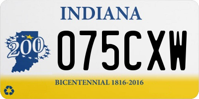 IN license plate 075CXW