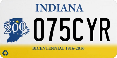 IN license plate 075CYR