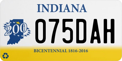 IN license plate 075DAH