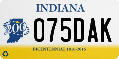 IN license plate 075DAK
