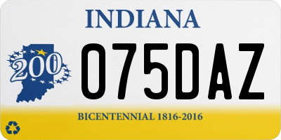 IN license plate 075DAZ
