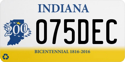 IN license plate 075DEC