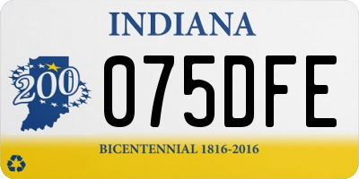 IN license plate 075DFE