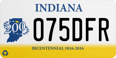 IN license plate 075DFR
