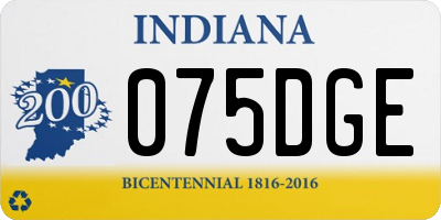 IN license plate 075DGE