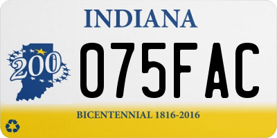 IN license plate 075FAC