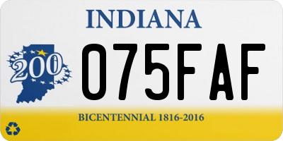 IN license plate 075FAF