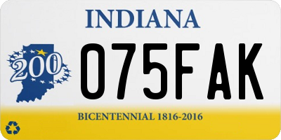 IN license plate 075FAK