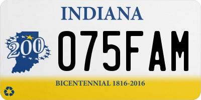 IN license plate 075FAM