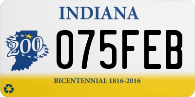 IN license plate 075FEB