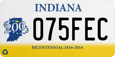 IN license plate 075FEC