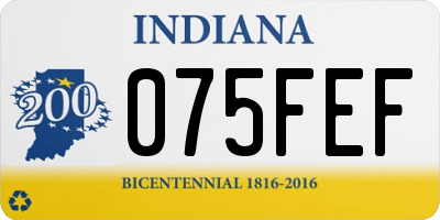 IN license plate 075FEF