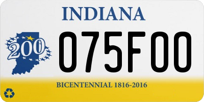 IN license plate 075FOO