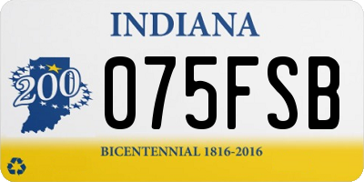 IN license plate 075FSB