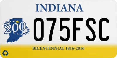 IN license plate 075FSC