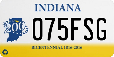 IN license plate 075FSG