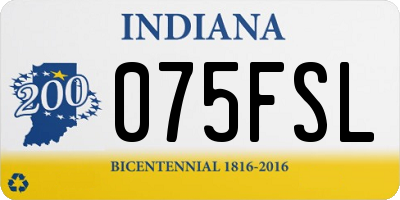IN license plate 075FSL