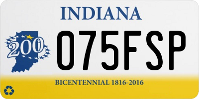 IN license plate 075FSP