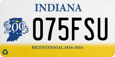 IN license plate 075FSU