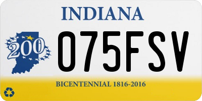 IN license plate 075FSV