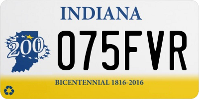 IN license plate 075FVR