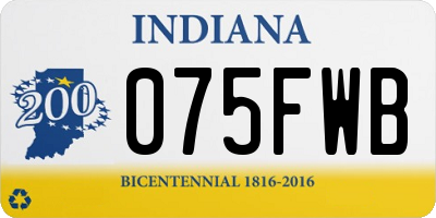 IN license plate 075FWB