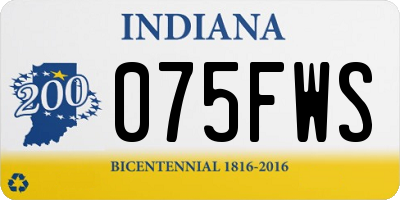 IN license plate 075FWS