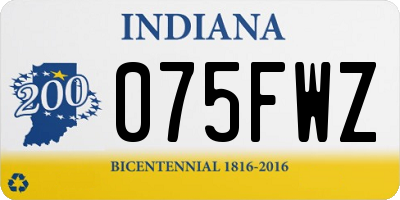 IN license plate 075FWZ