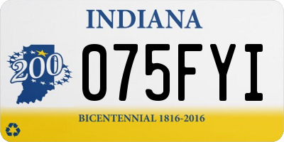 IN license plate 075FYI