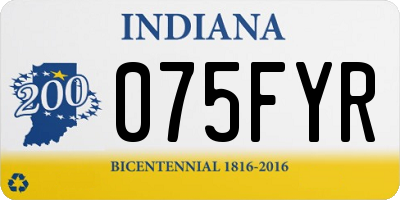 IN license plate 075FYR