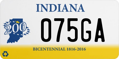 IN license plate 075GA