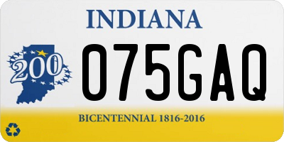 IN license plate 075GAQ