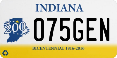 IN license plate 075GEN