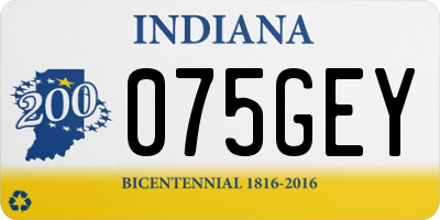 IN license plate 075GEY