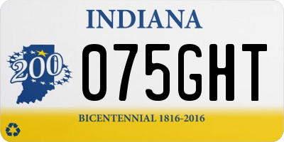 IN license plate 075GHT