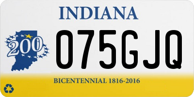 IN license plate 075GJQ