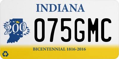 IN license plate 075GMC