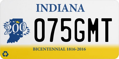 IN license plate 075GMT