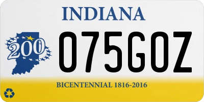 IN license plate 075GOZ