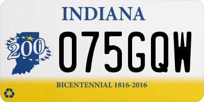 IN license plate 075GQW