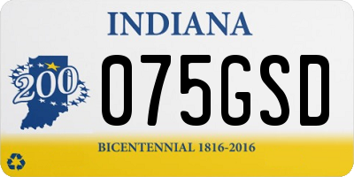 IN license plate 075GSD