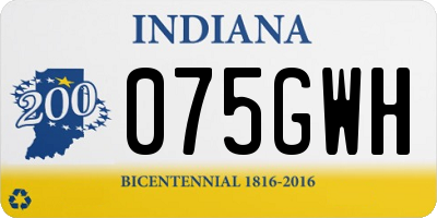 IN license plate 075GWH